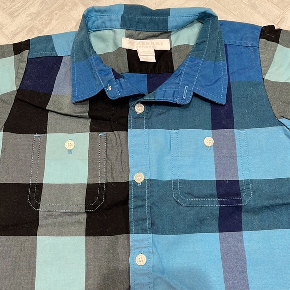 Burberry Blue plaid polo shirt, boys size 3 - Picture 2 of 7